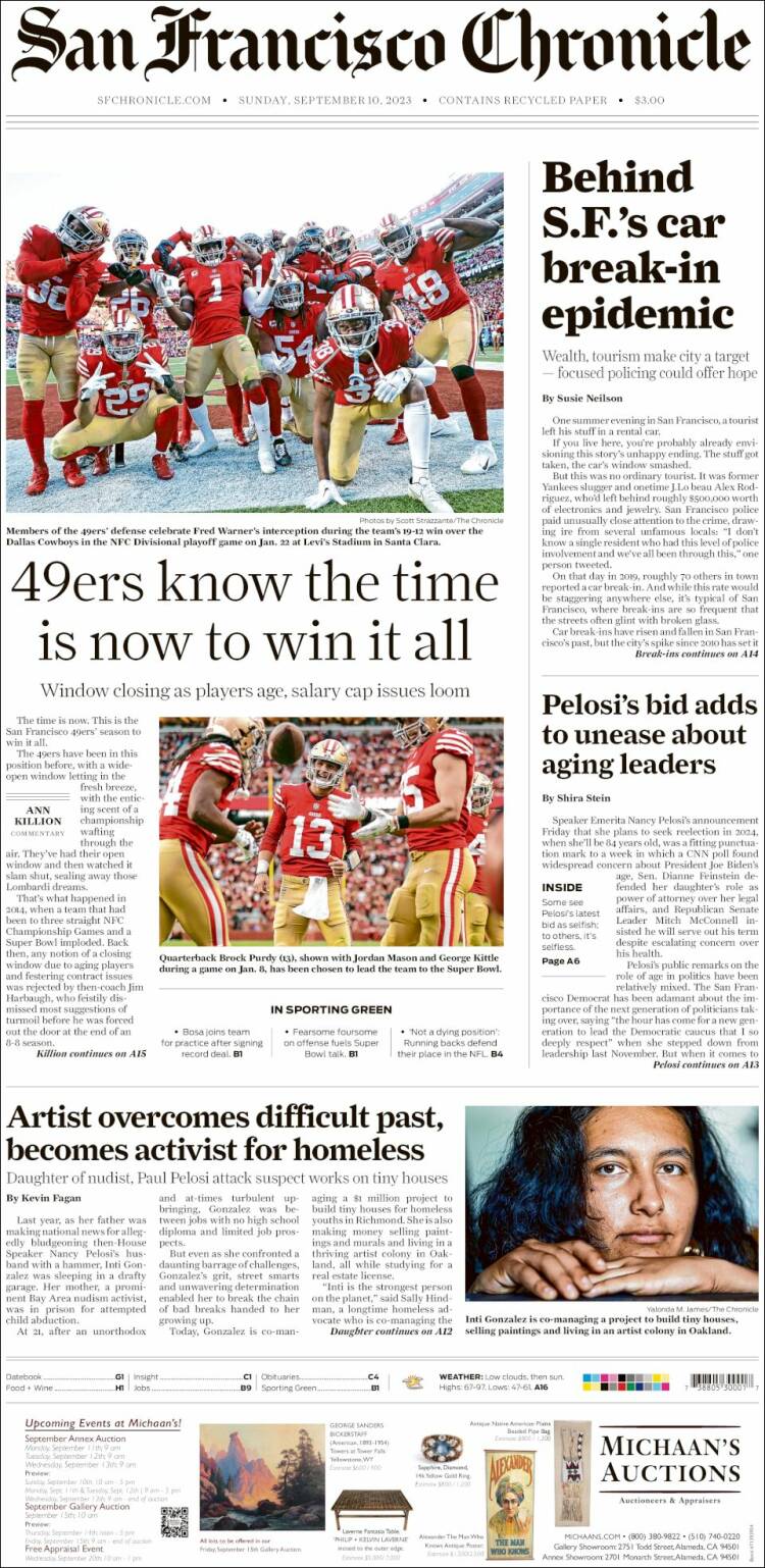 Portada de San Francisco Chronicle (USA)