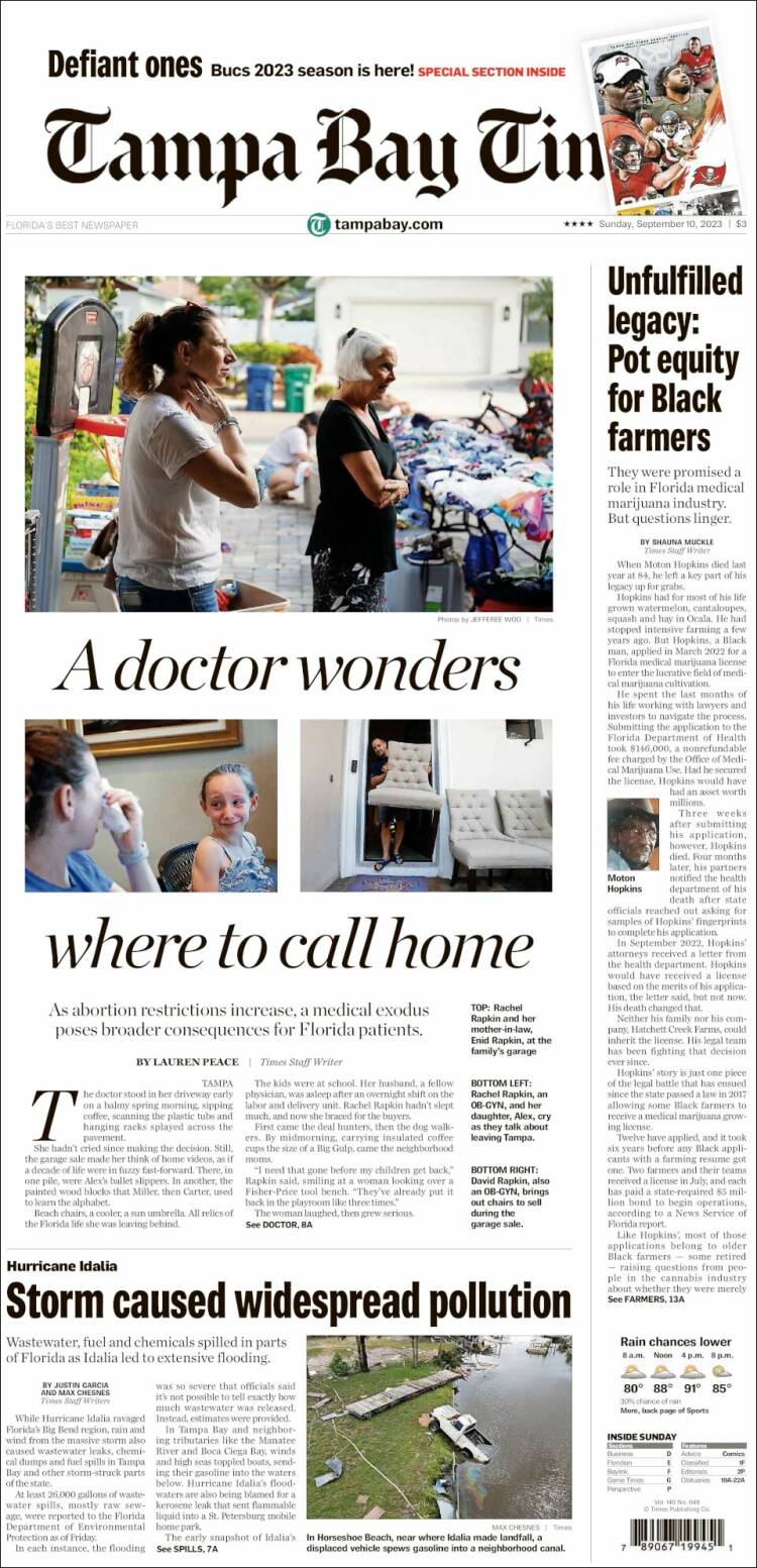 Portada de Tampa Bay Times (USA)