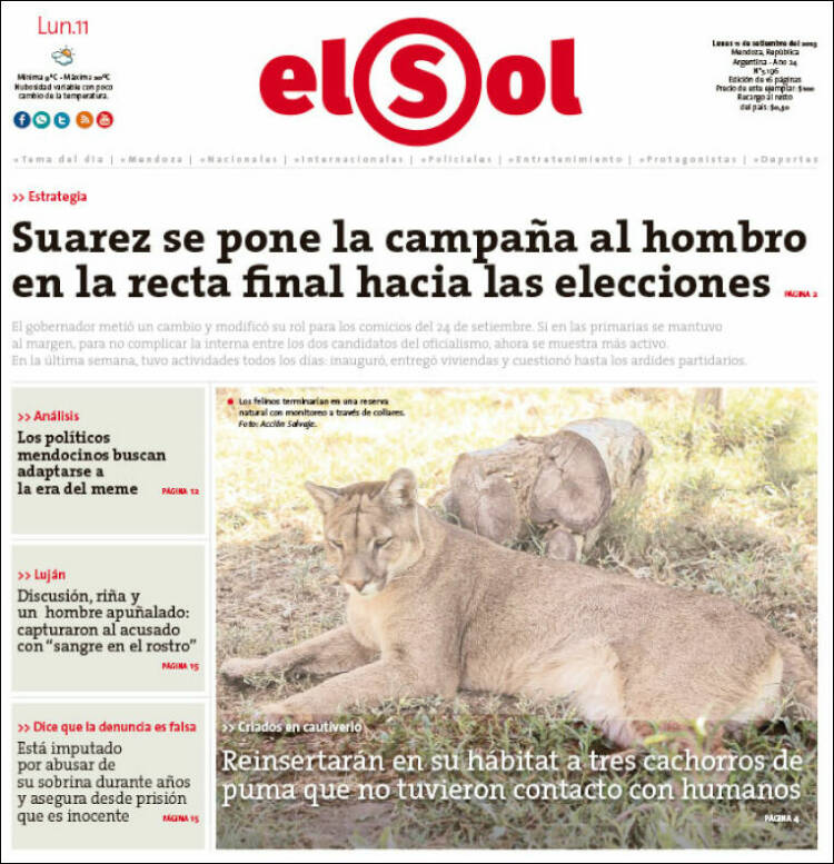 Portada de El Sol Diario (Argentina)