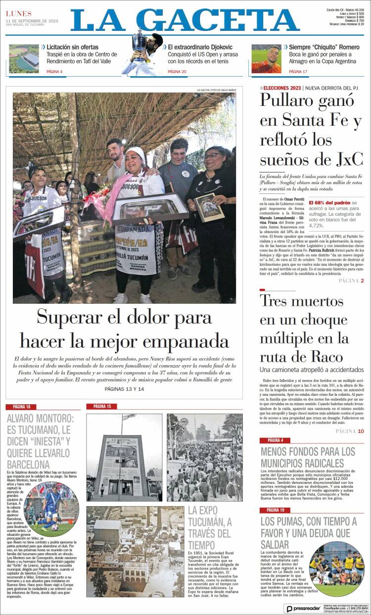 Portada de La Gaceta (Argentina)