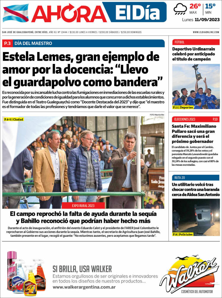 Portada de El Día de Gualeguaychú (Argentina)