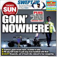 Portada de The Toronto Sun (Canadá)