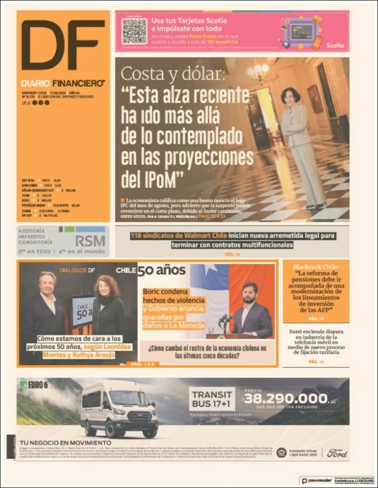 Portada de Diario Financiero (Chile)