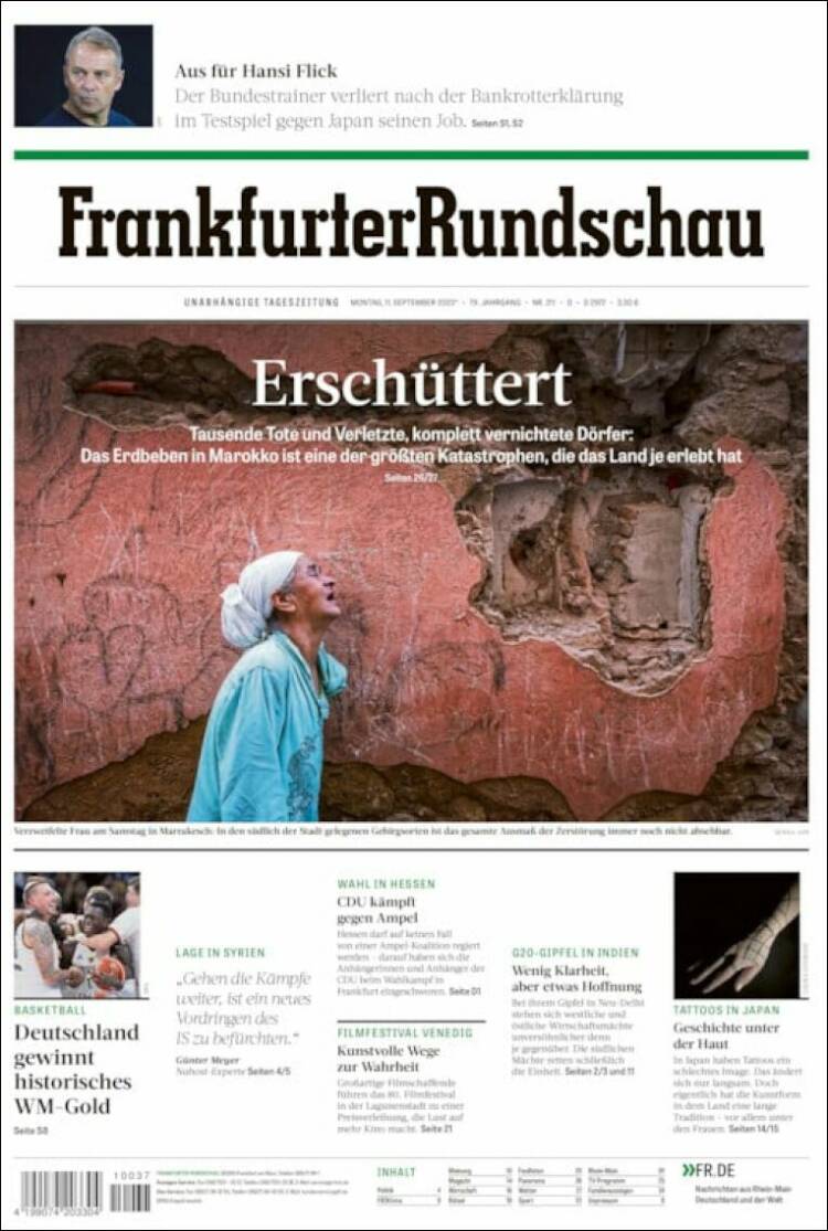 Portada de Frankfurter Rundschau (Alemania)