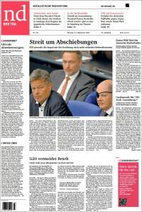 Portada de Neues Deutschland (Alemania)