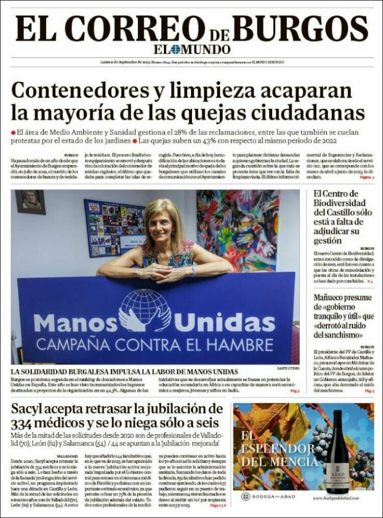 Portada de El Correo de Burgos (España)