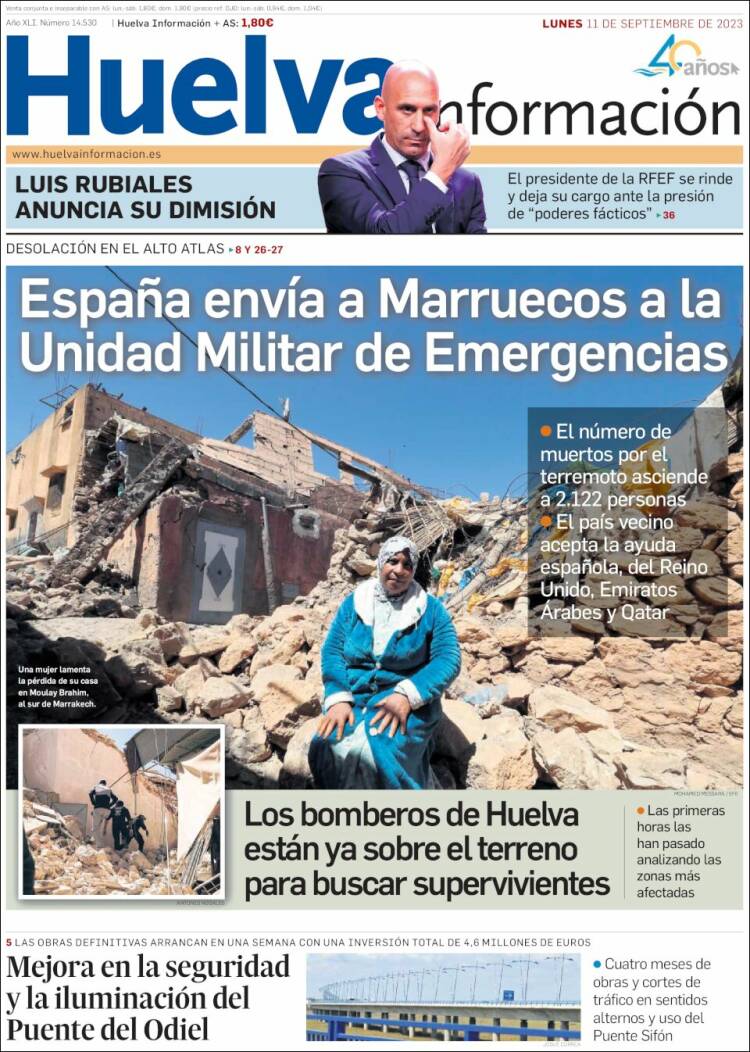 Portada de Huelva Información (España)