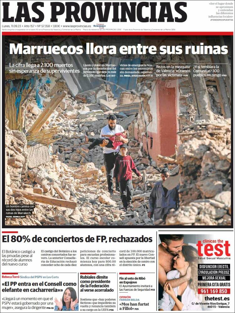 Portada de Las Provincias (España)