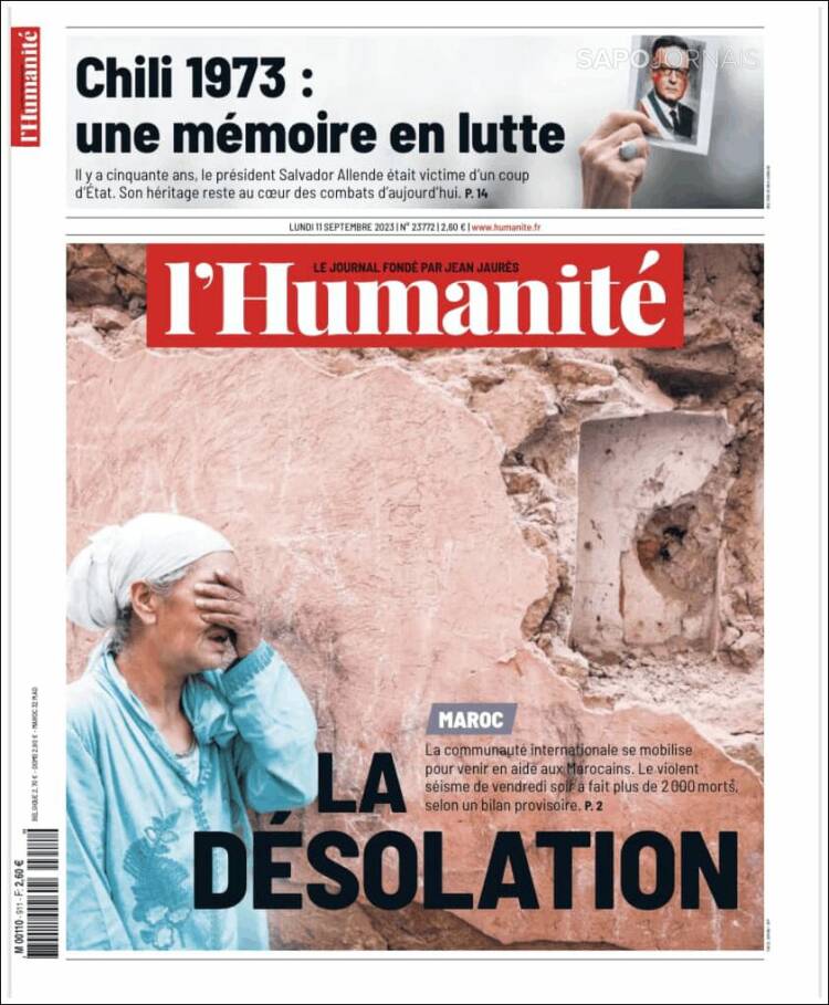 Portada de l'Humanite (Francia)