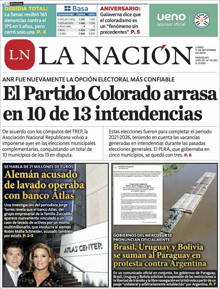 Portada de La Nación (Paraguay)
