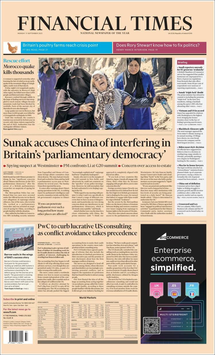 Portada de Financial Times (Reino Unido)