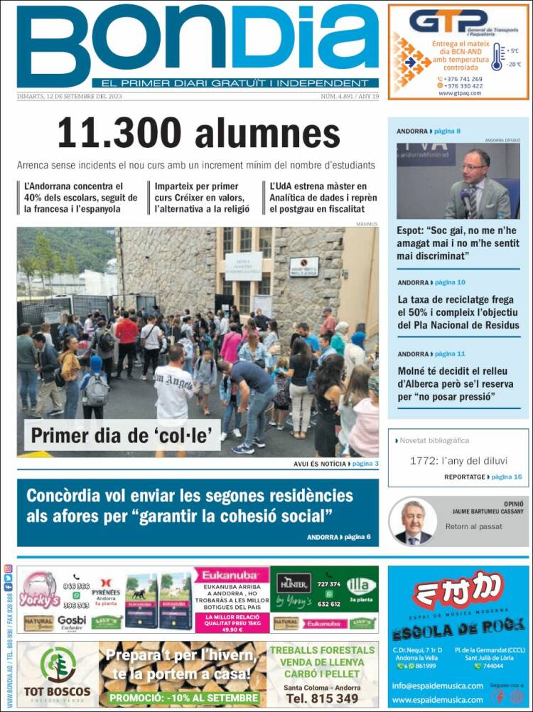 Portada de Diari Bondia (Andorra)