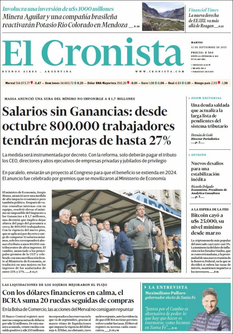 Portada de El Cronista Comercial (Argentina)