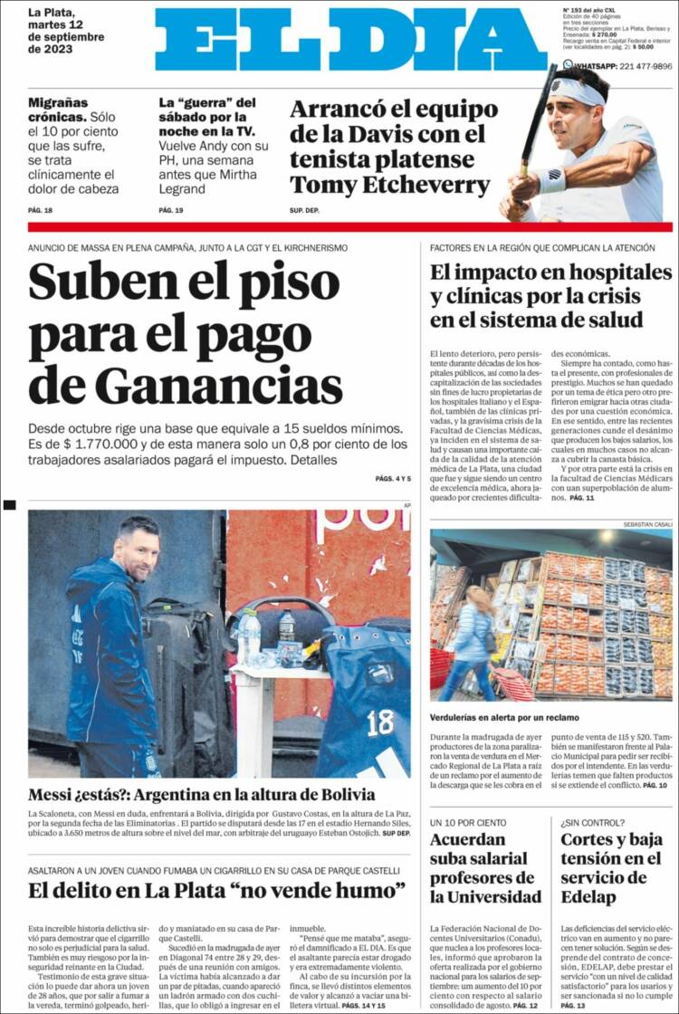 Portada de El Día de la Plata (Argentina)