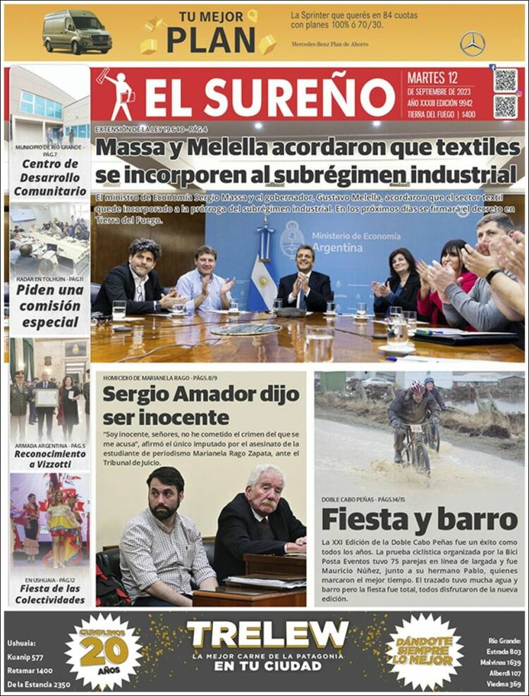 Portada de Diario El Sureño (Argentina)
