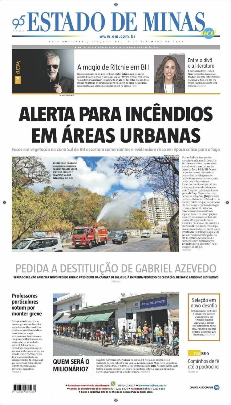 Portada de Jornal Estado de Minas (Brésil)
