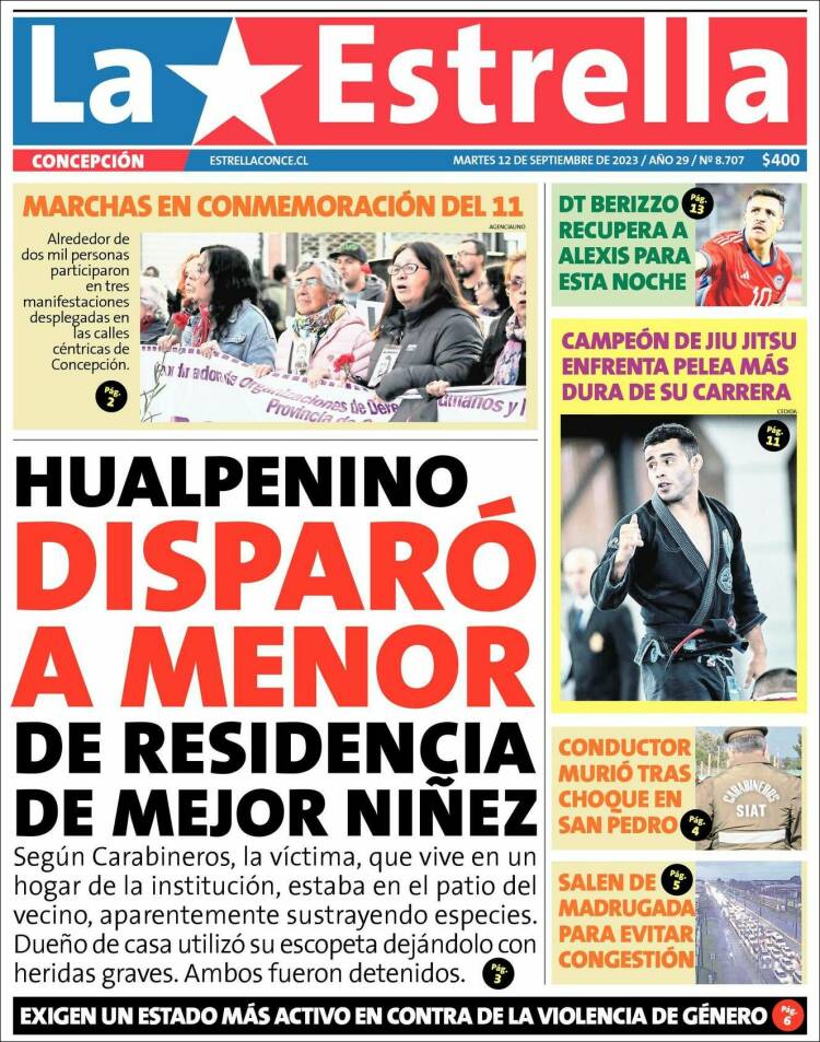 Portada de La Estrella de Concepción (Chile)