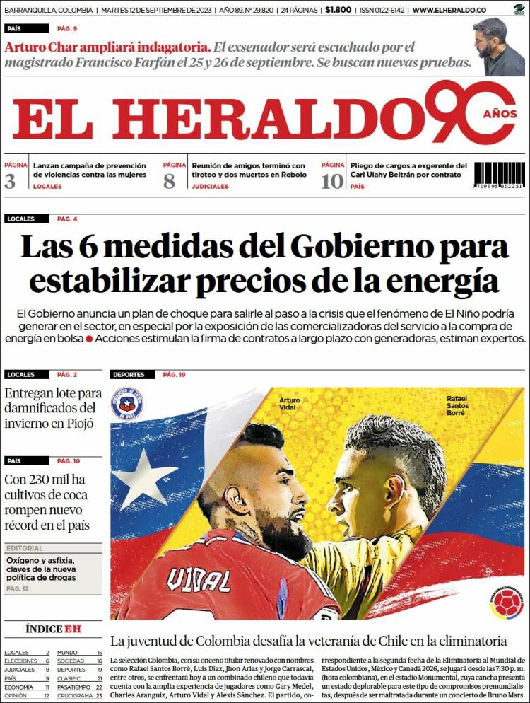 Portada de El Heraldo (Colombia)