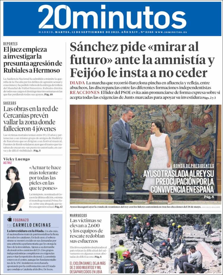Portada de 20 Minutos - Madrid (España)