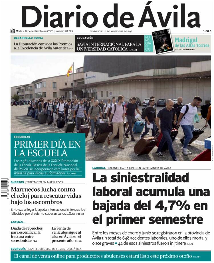 Portada de Diario de Ávila (España)