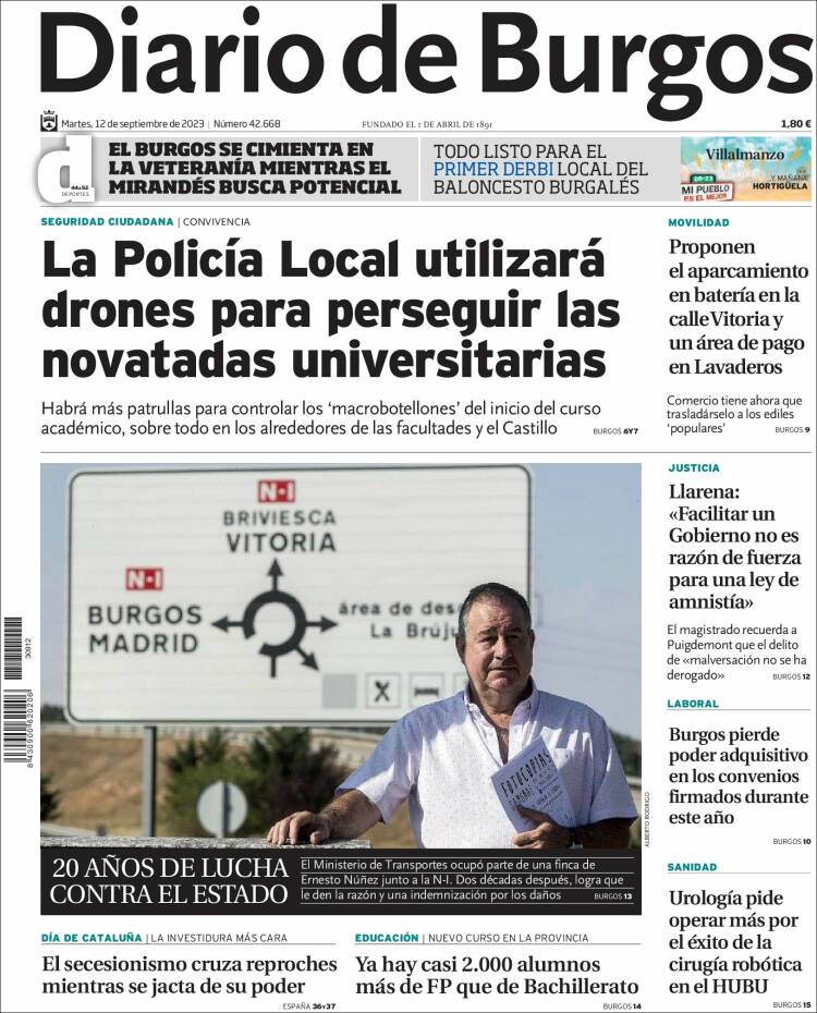 Portada de Diario de Burgos (España)