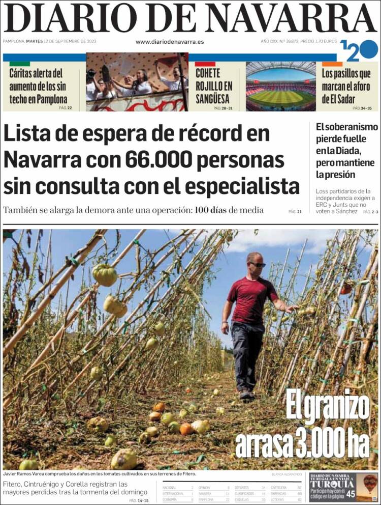 Portada de Diario de Navarra (España)