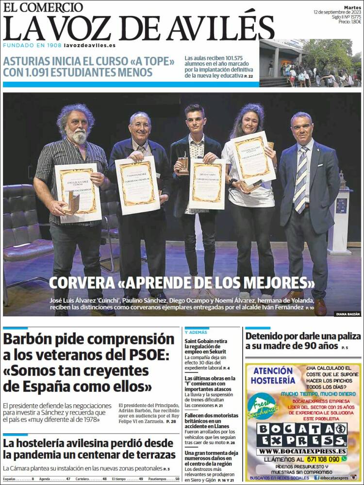 Portada de El Comercio - Avilés (España)