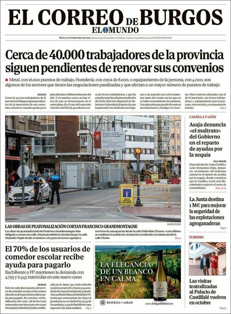 Portada de El Correo de Burgos (España)