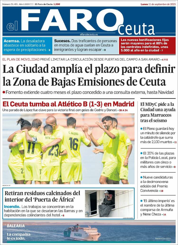 Portada de El Faro de Ceuta (España)