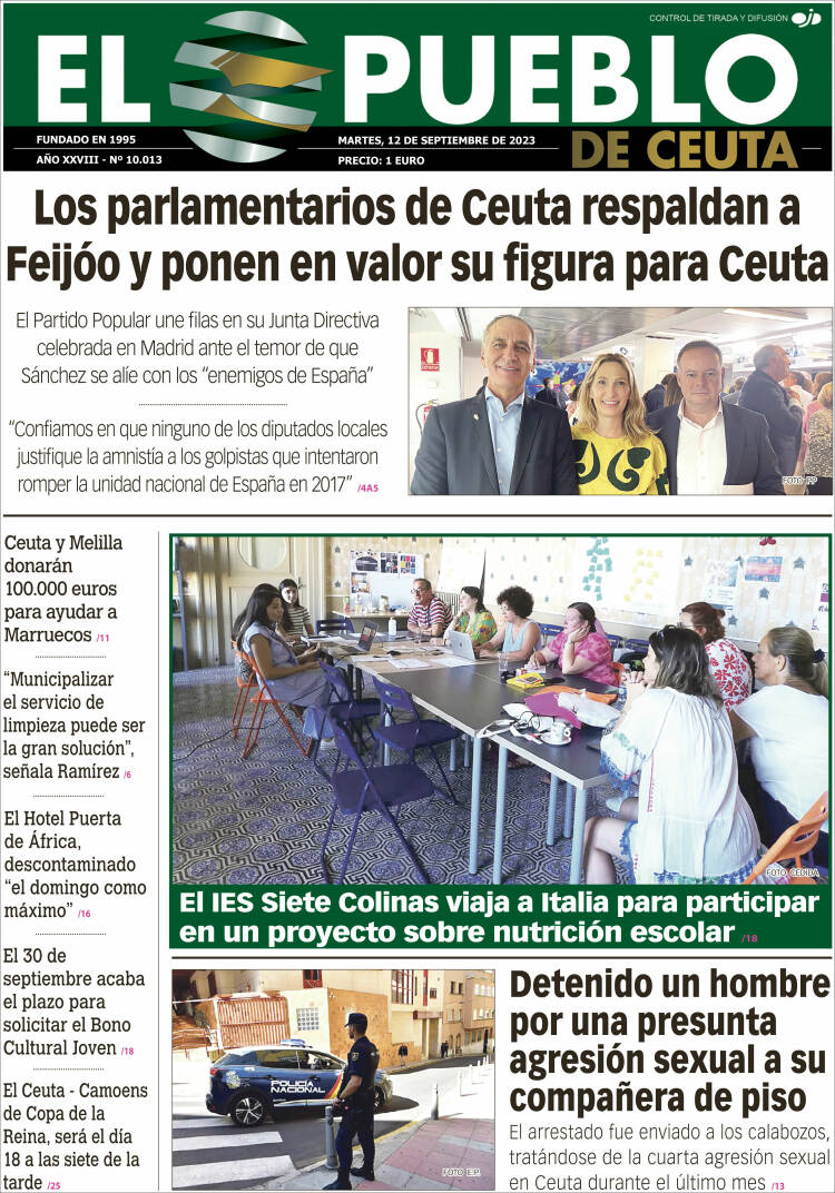 Portada de El Pueblo de Ceuta (España)