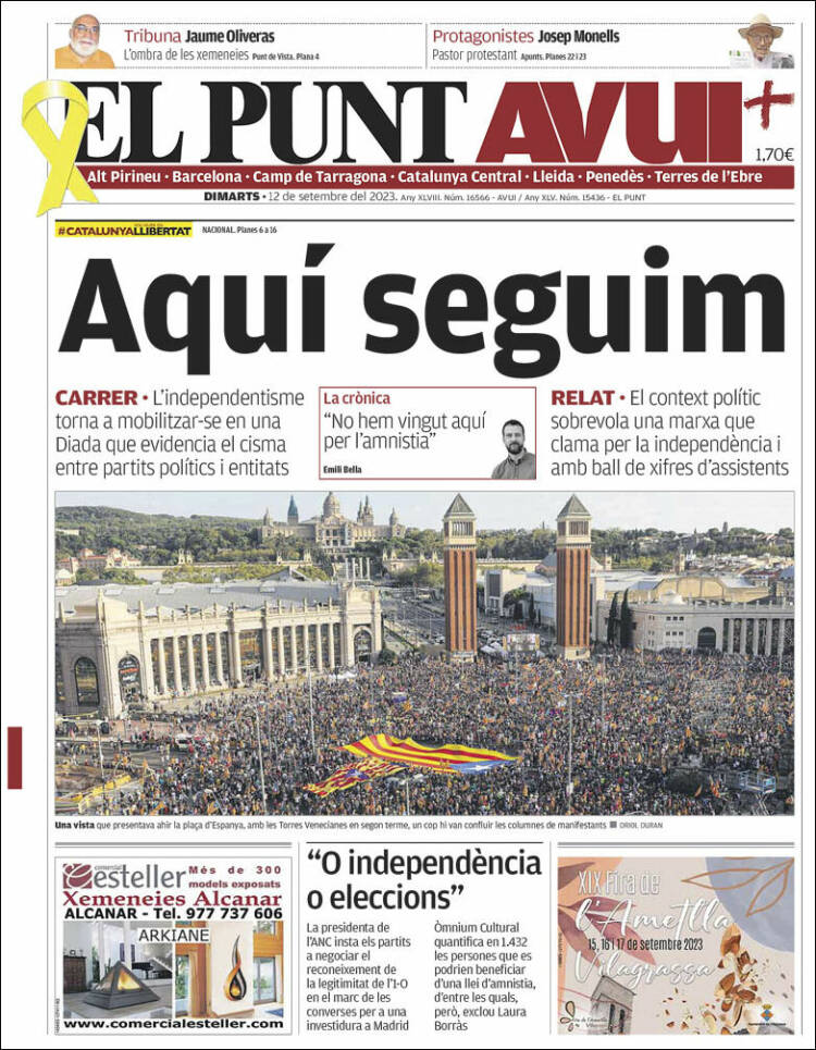 Portada de El Punt Avui (España)