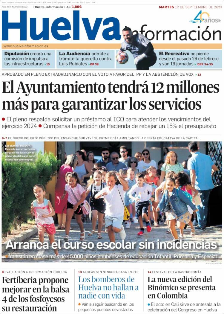 Portada de Huelva Información (España)