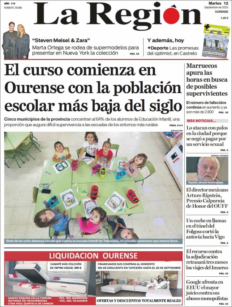 Portada de La Región de Ourense (España)
