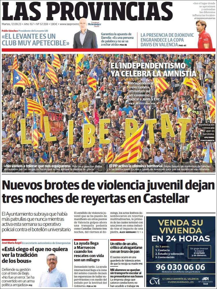 Portada de Las Provincias (España)