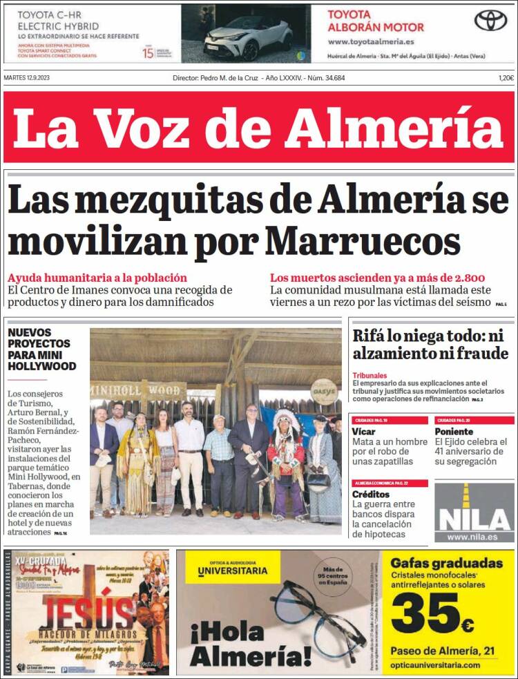 Portada de La Voz de Almería (España)