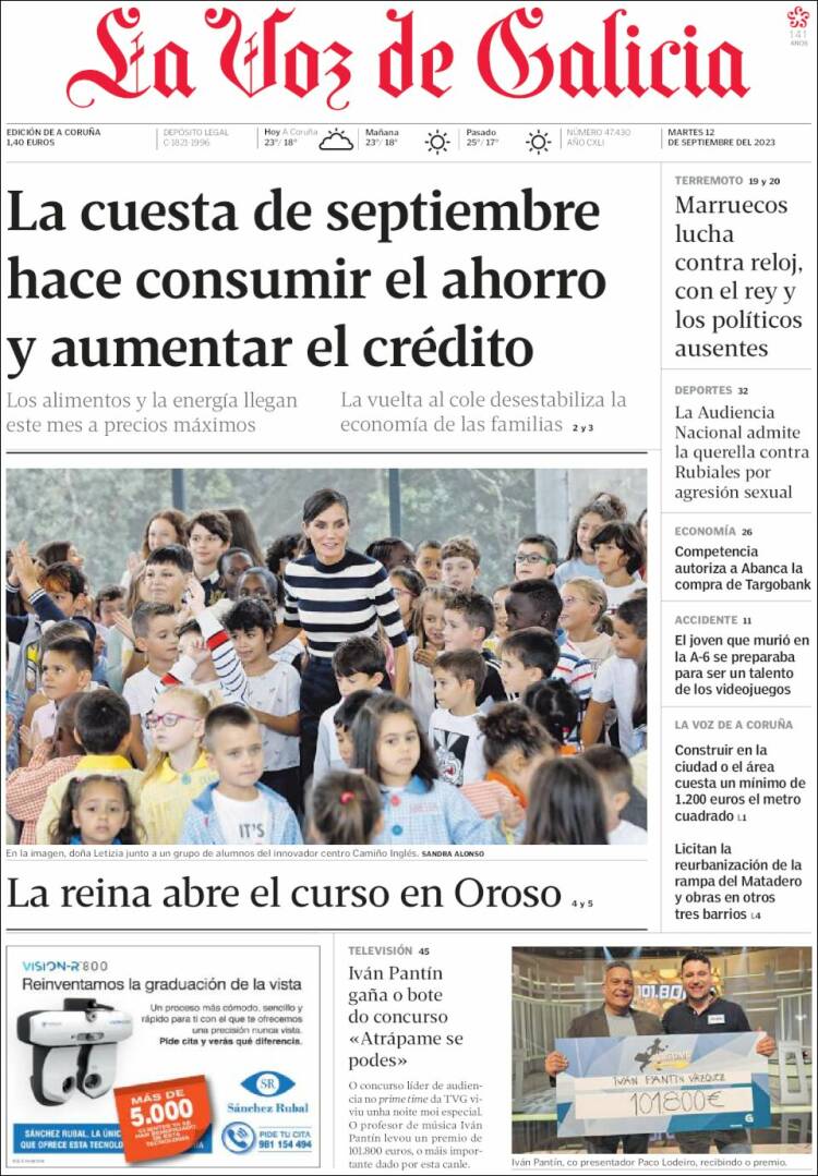 Portada de La Voz de Galicia (España)