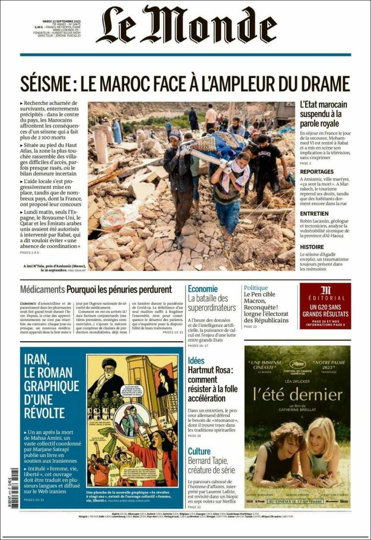 Portada de Le Monde (Francia)