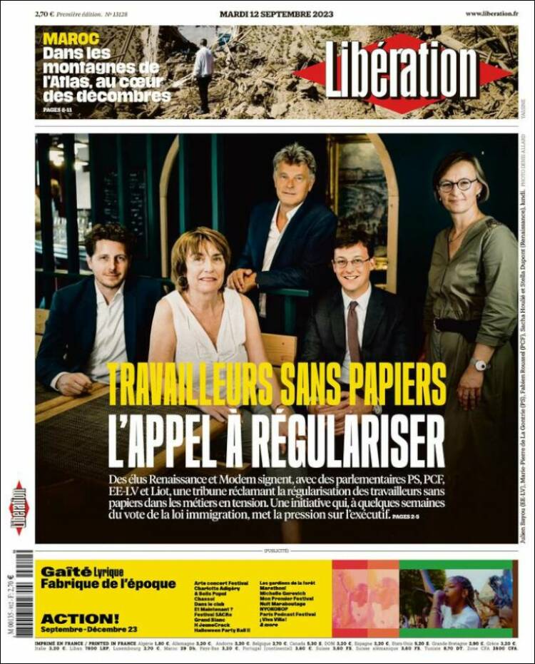 Portada de Libération (Francia)