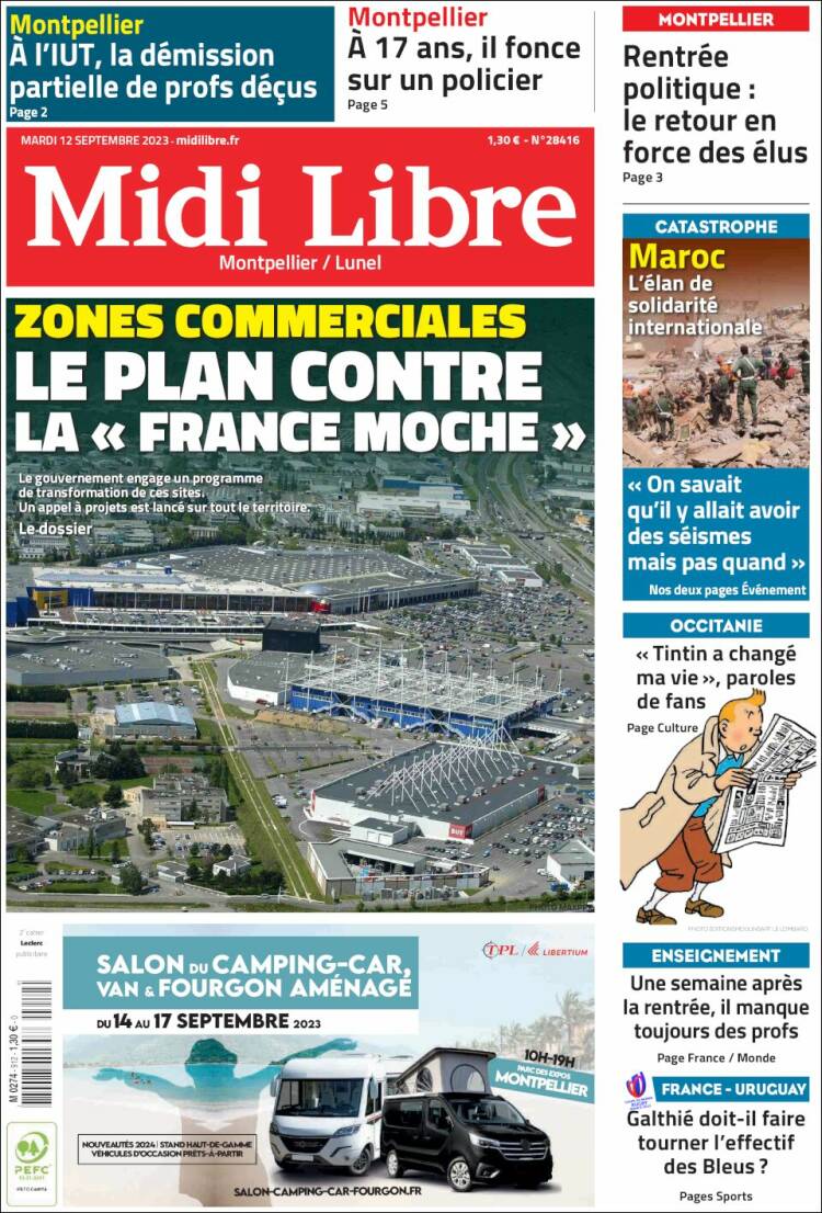 Portada de Midi Libre (Francia)