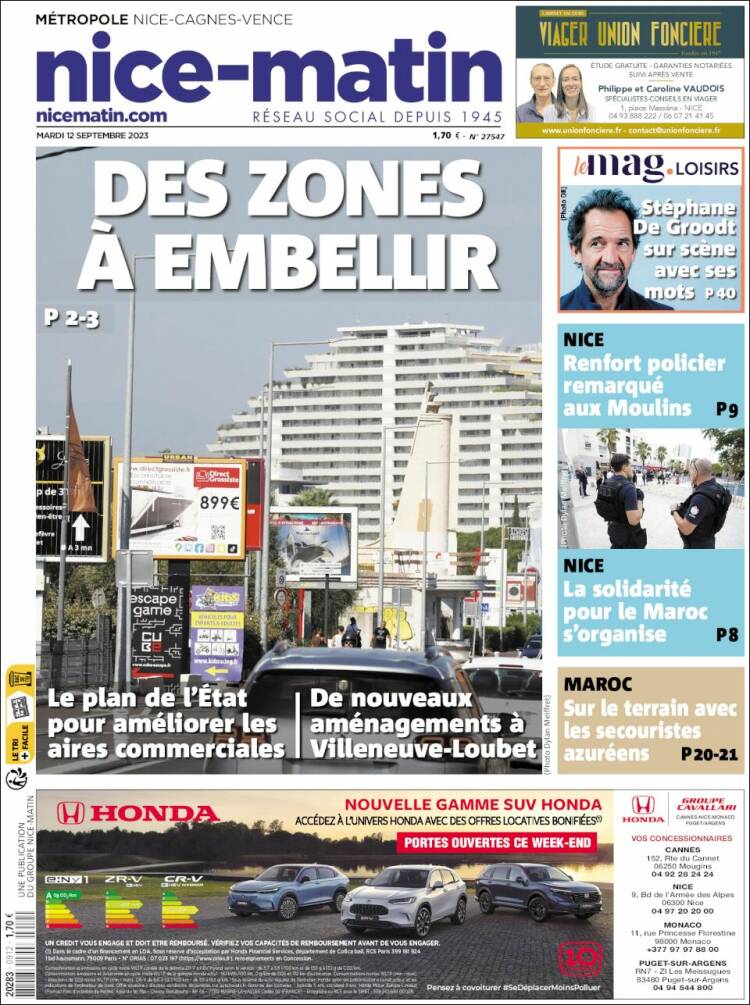Portada de Nice-Matin (Francia)
