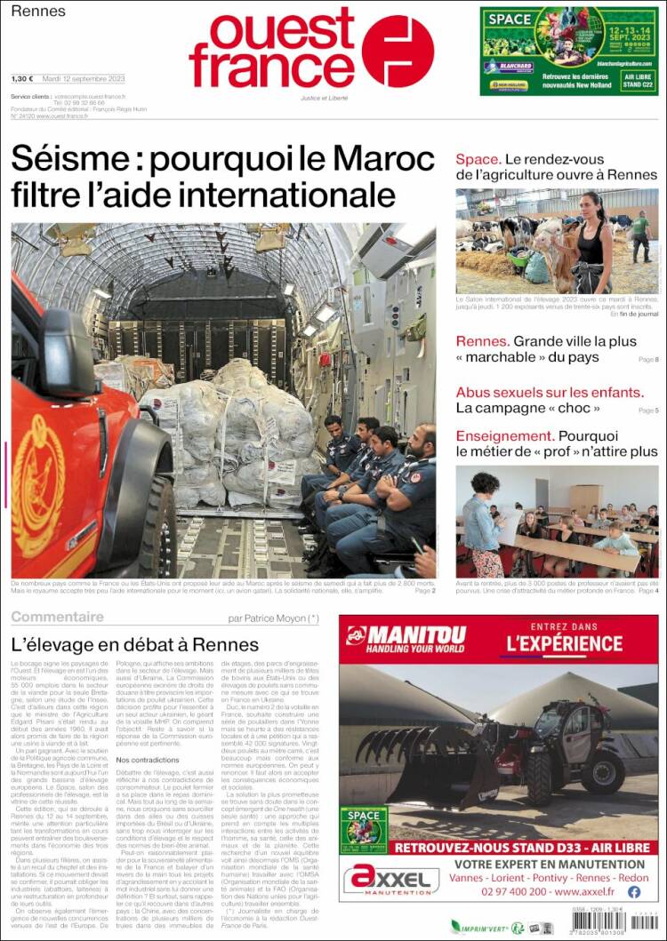 Portada de Ouest France (Francia)