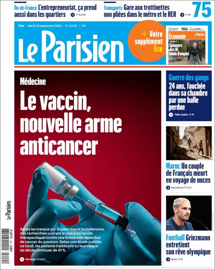 Portada de Le Parisien (Francia)