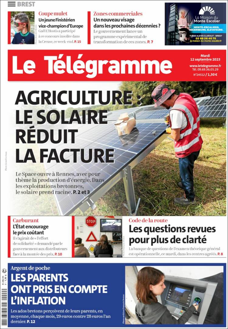 Portada de Télégramme (Francia)