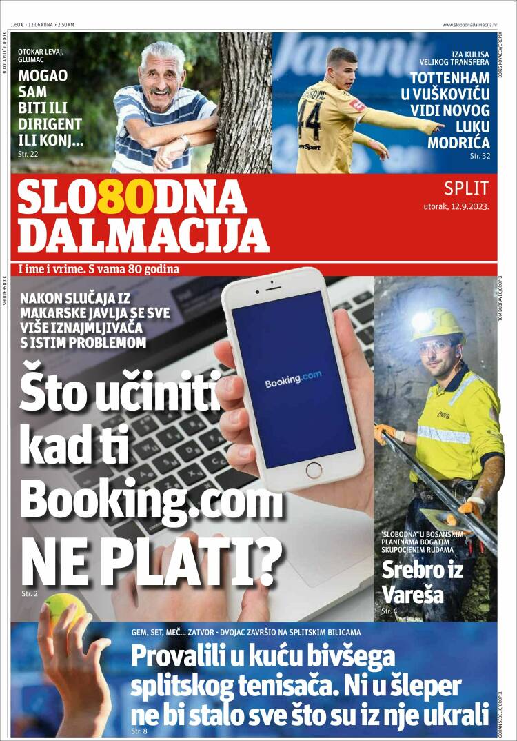 Portada de Slobodna Dalmacija (Croacia)