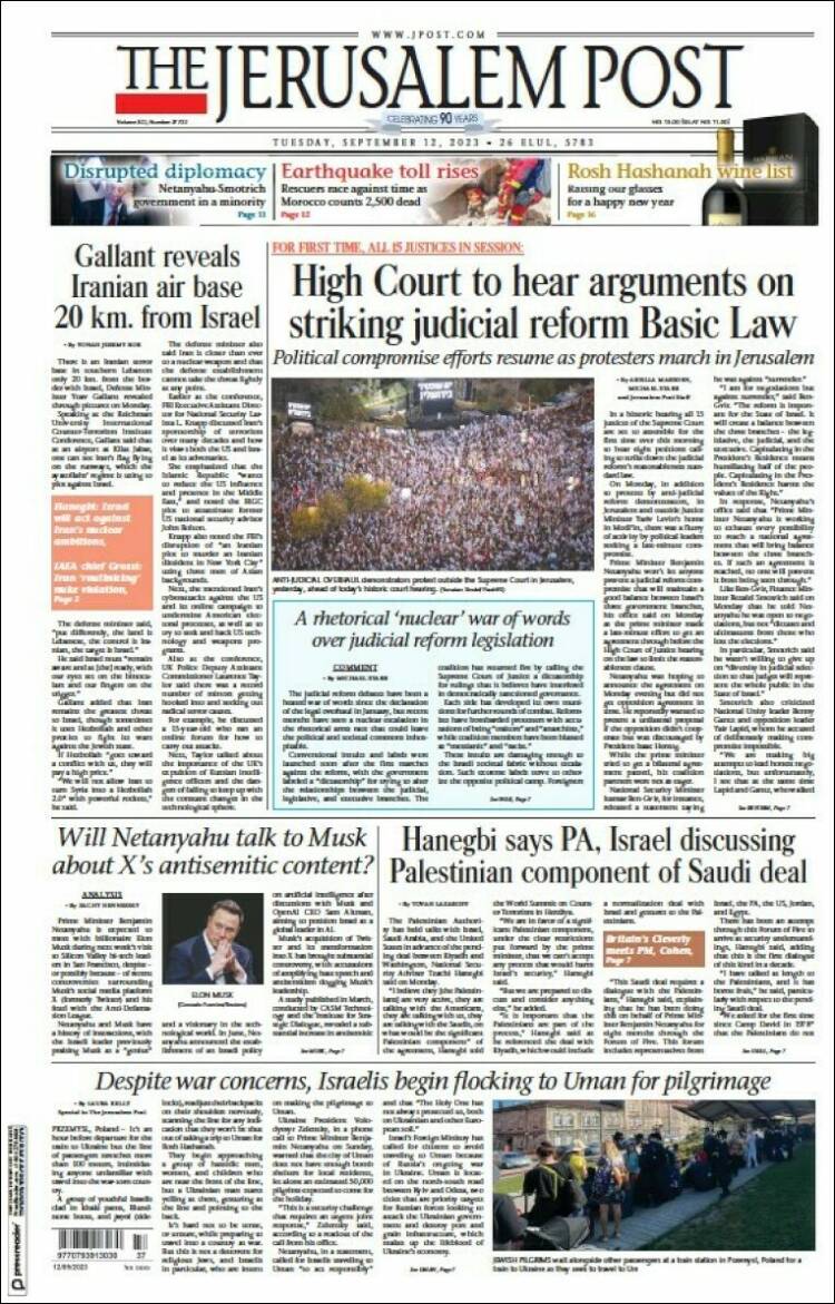 Portada de The Jerusalem Post (Israel)