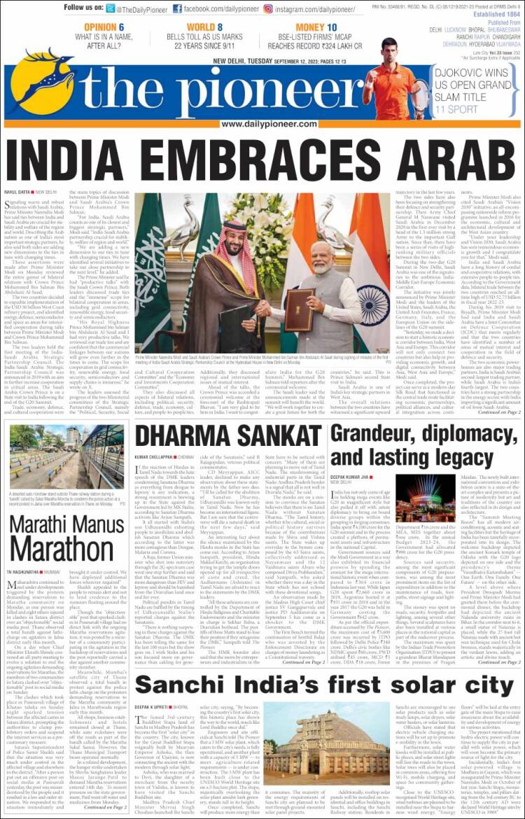 Portada de The Pioneer (India)