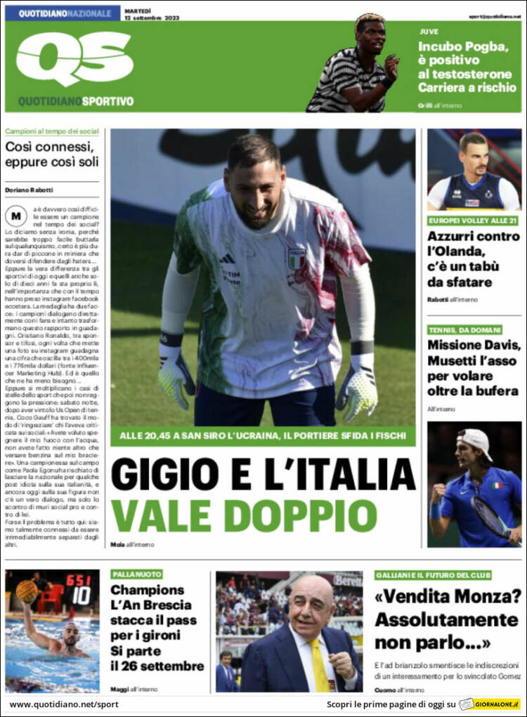 Portada de Quotidiano Sportivo (Italia)