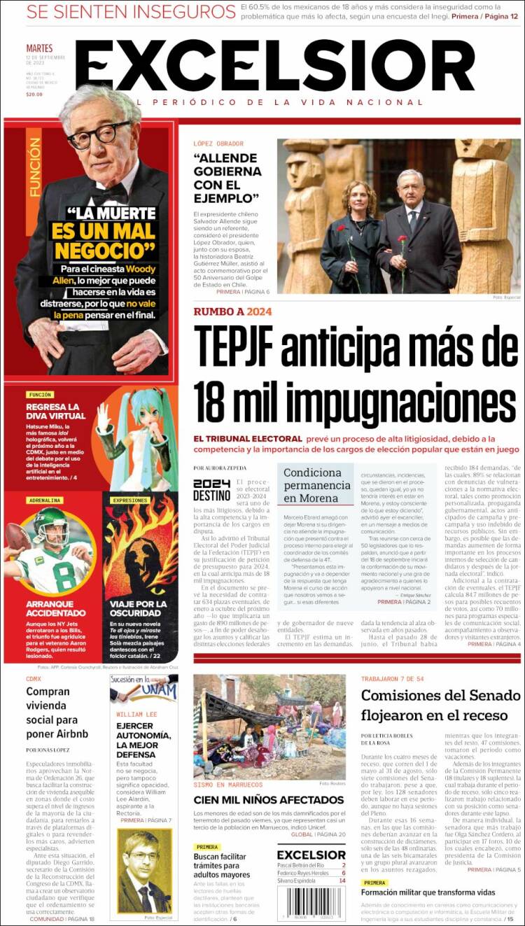 Portada de Excelsior (M&eacute;xico)