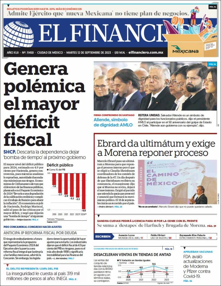 Portada de El Financiero (M&eacute;xico)