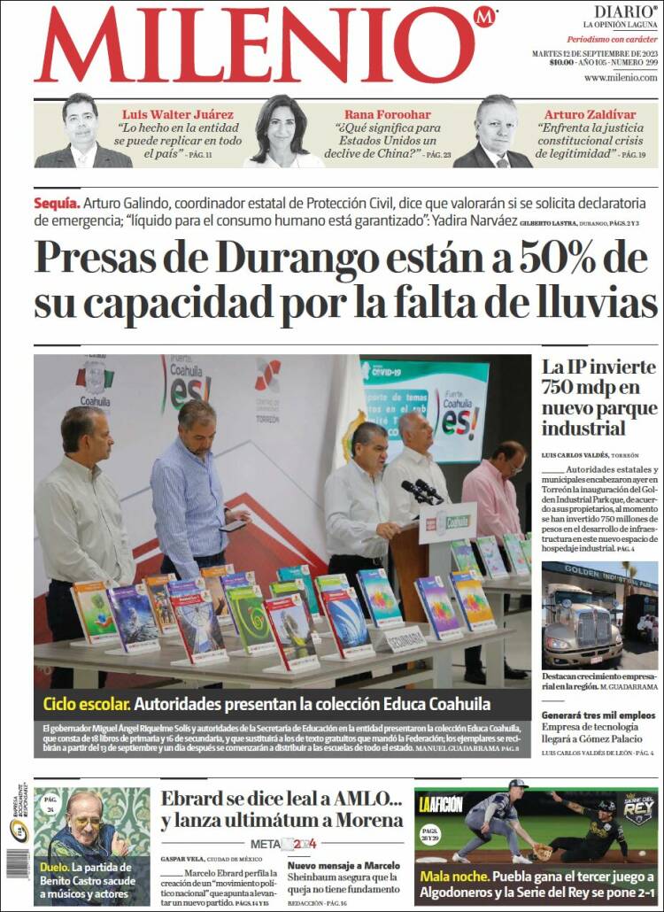 Portada de Milenio - Laguna (M&eacute;xico)